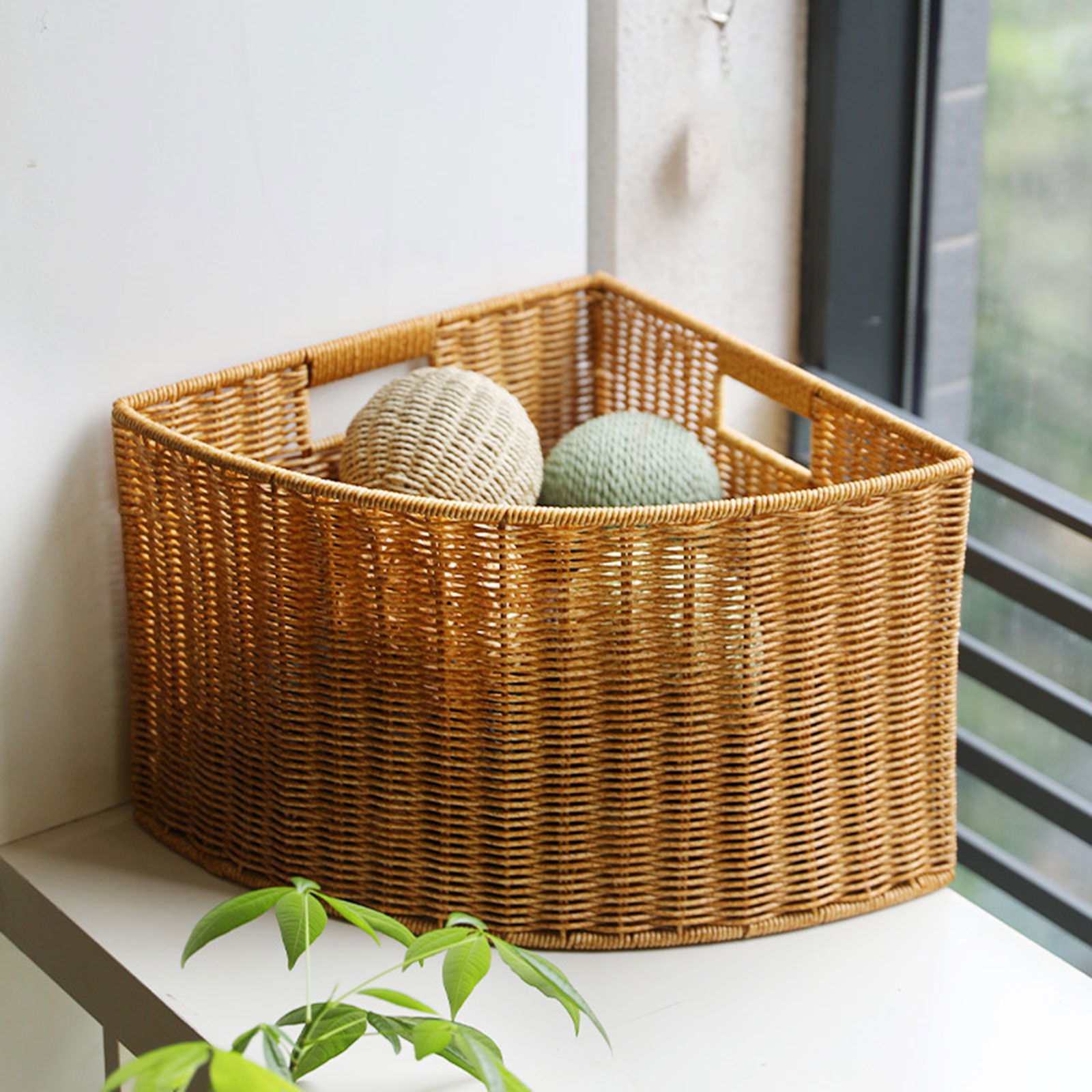 Woven Basket Set - Keranjang Penyimpanan Sudut Organizer Anyaman Kotak