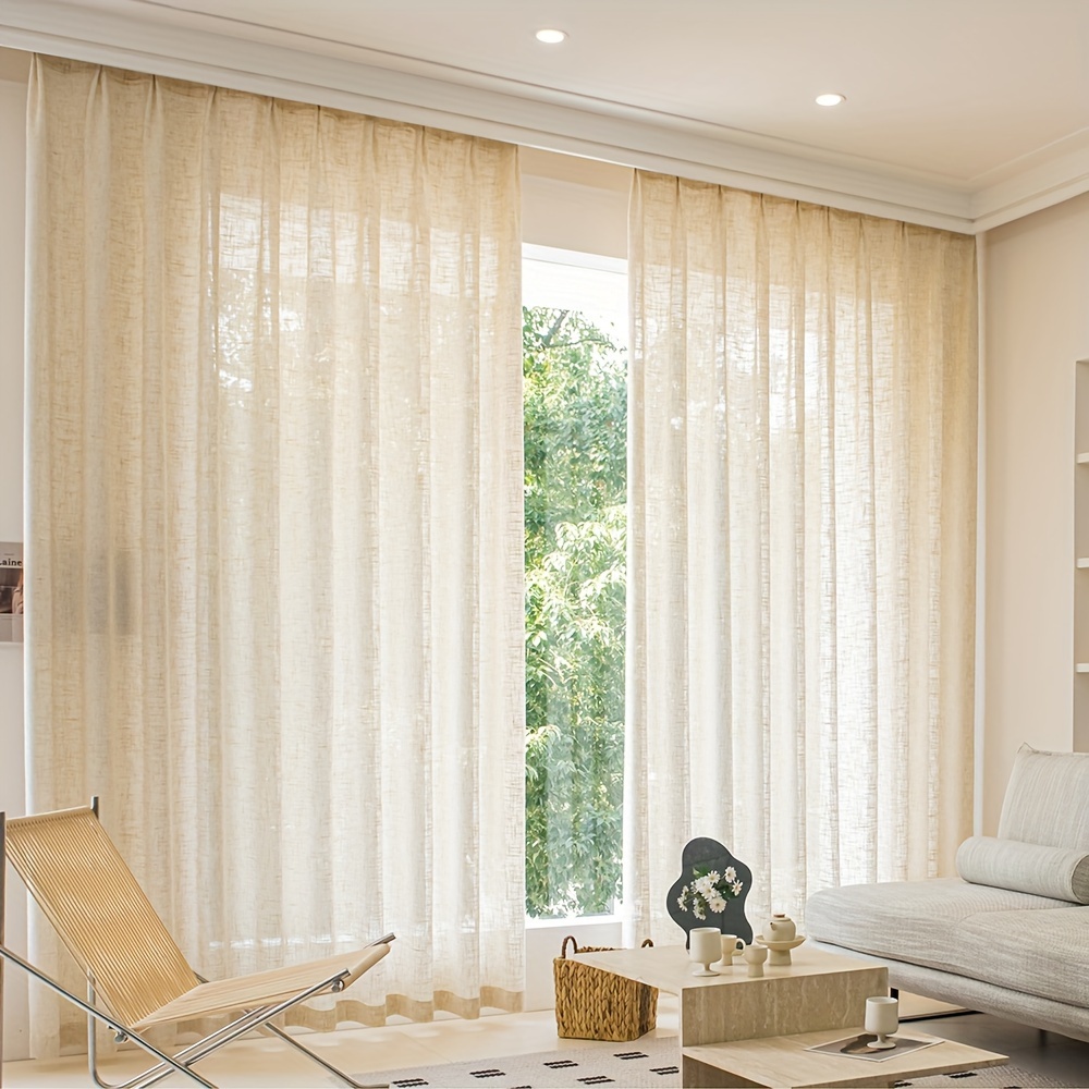 Linen Curtain Eyelet - 1 Buah Tirai Jendela Tebal Minimalis,