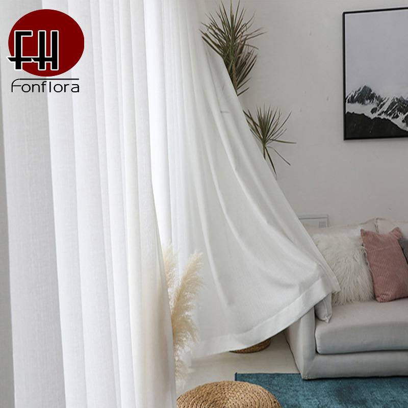Linen Curtain Eyelet - Fonflora tirai Tulle tebal putih padat