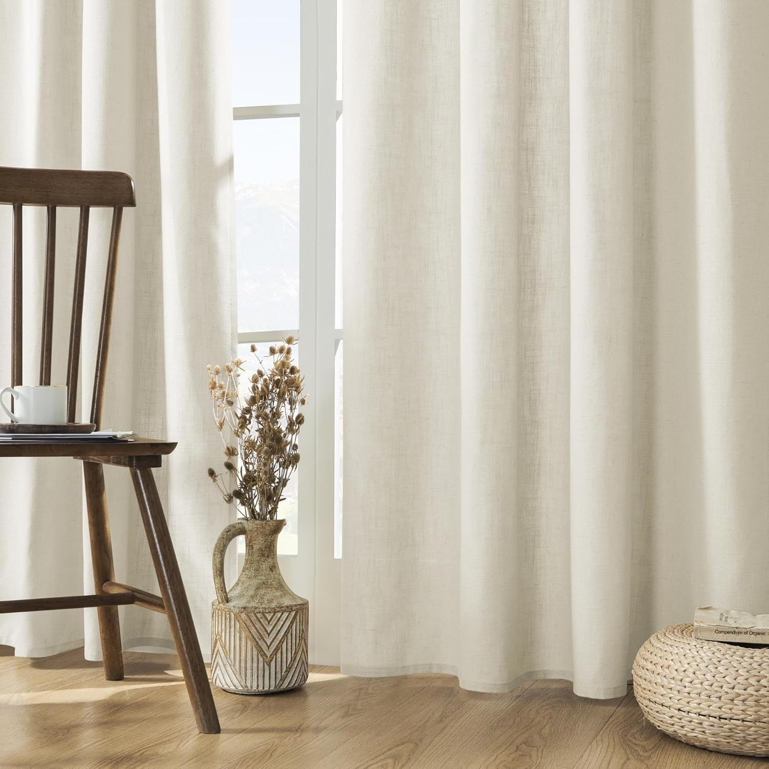 Linen Curtain Eyelet - 1 Panel Set Tirai Linen Panjang