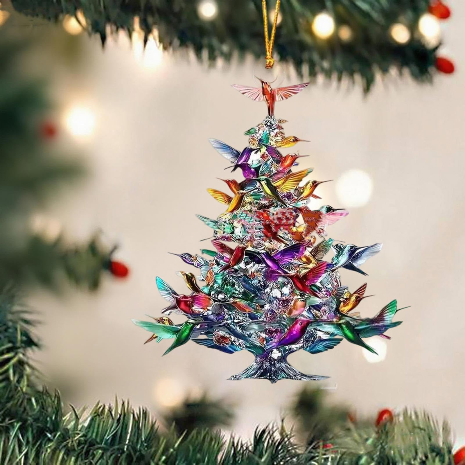 Interior Design Xmas - Ornamen Burung Akrilik 2D 8cm untuk