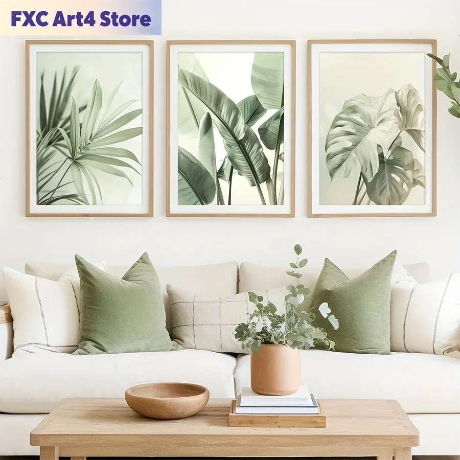 Abstract Canvas Set - Frameless2D Flat, 3 buah/set Lukisan Hiasan