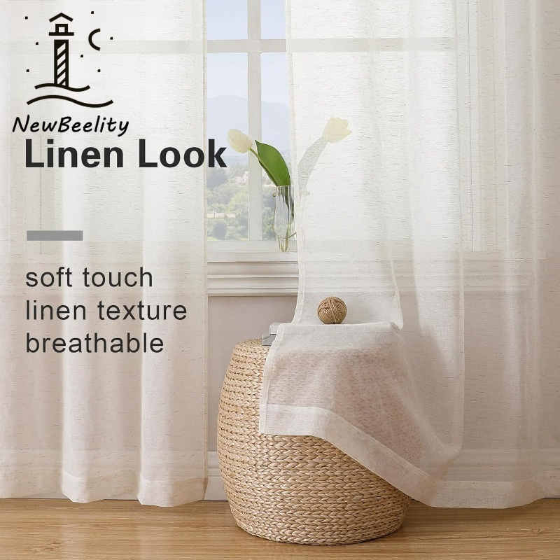 Linen Curtain Eyelet - Gorden Tipis Lipat S Tekstur Linen