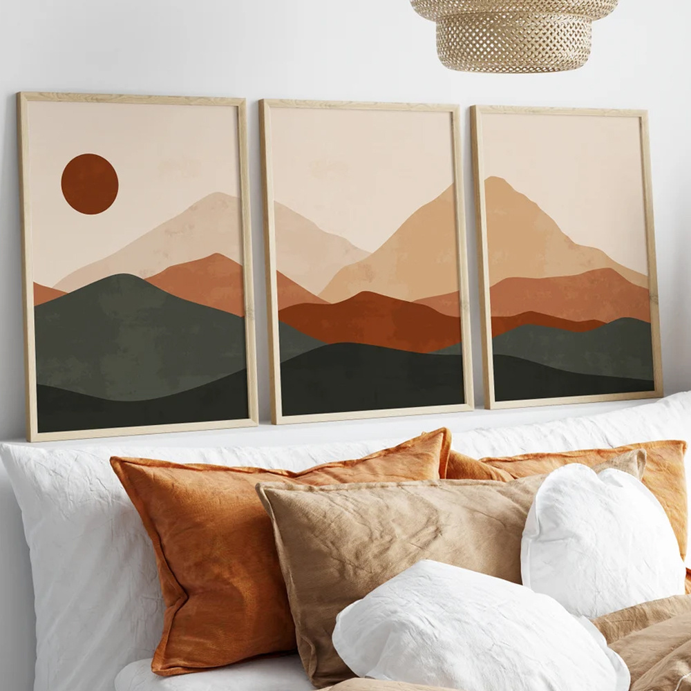 Abstract Canvas Set - 3 Buah/Set Poster Seni Dinding Pemandangan