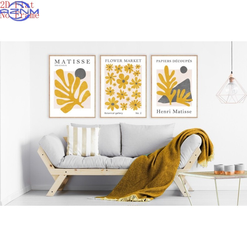 Abstract Canvas Set - 2D Flat 3pcs (Poster Kanvas Tanpa