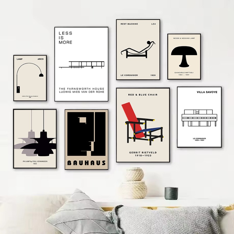 Interior Design Landscape - Poster Arsitektur Abstrak Desain Bauhaus Rumah