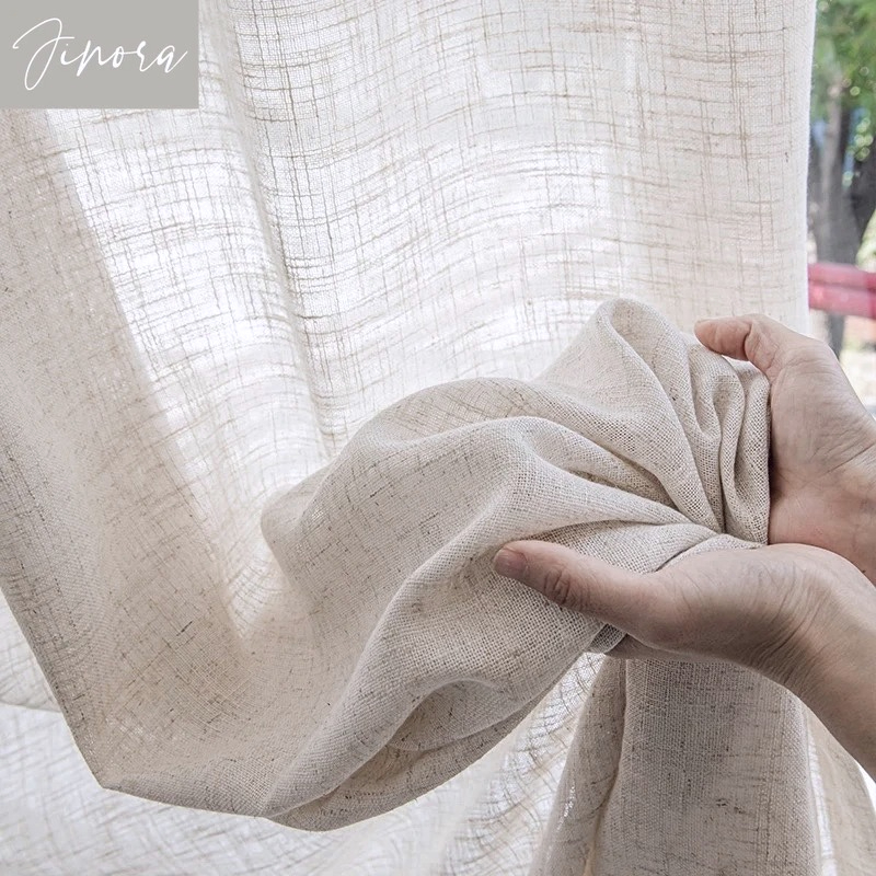 Linen Curtain Eyelet - Tirai Transparan Tekstur Katun dan Linen
