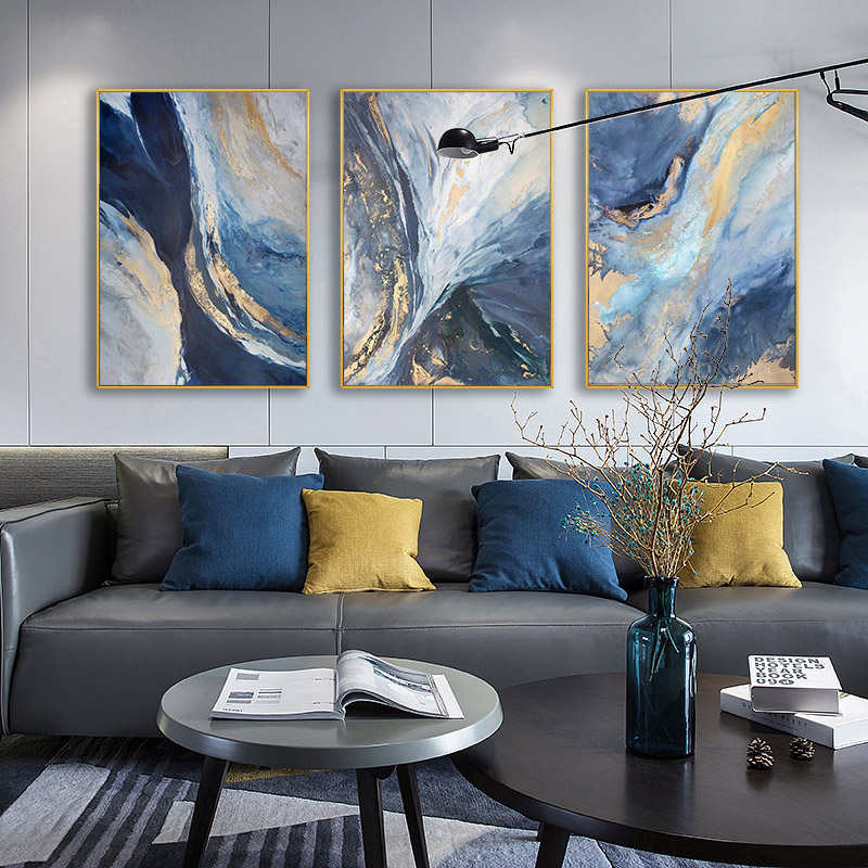 Abstract Canvas Set - 3 Pc/Set Modern Abstrak Gaya Emas