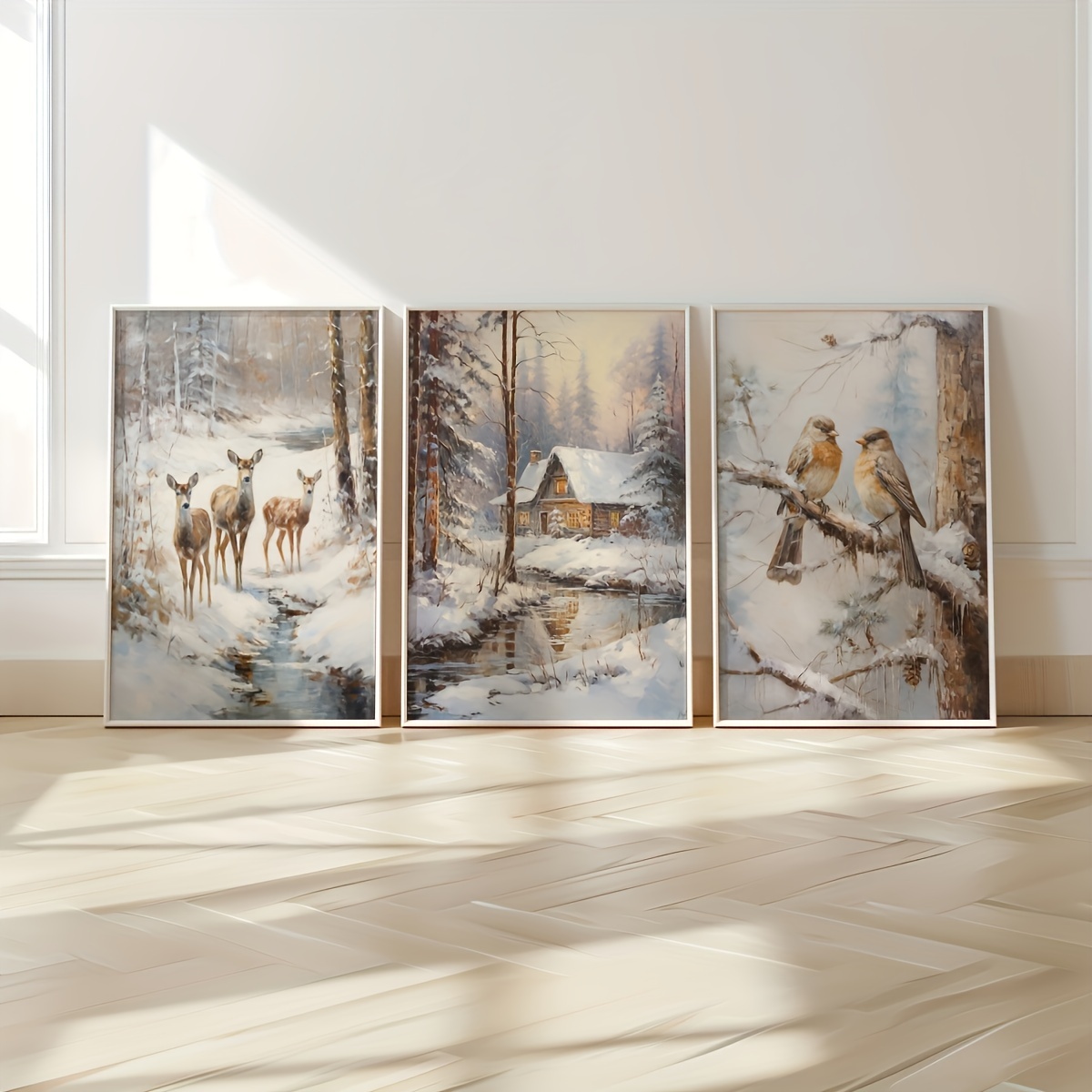 Abstract Canvas Set - 3 Buah Lukisan Kanvas Tanpa Bingkai/Set