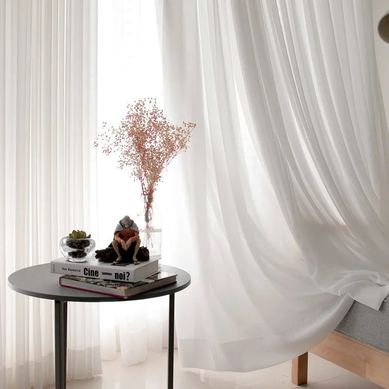 Tirai Tulle jendela putih krim - Linen Curtain Eyelet ulasan dan harga