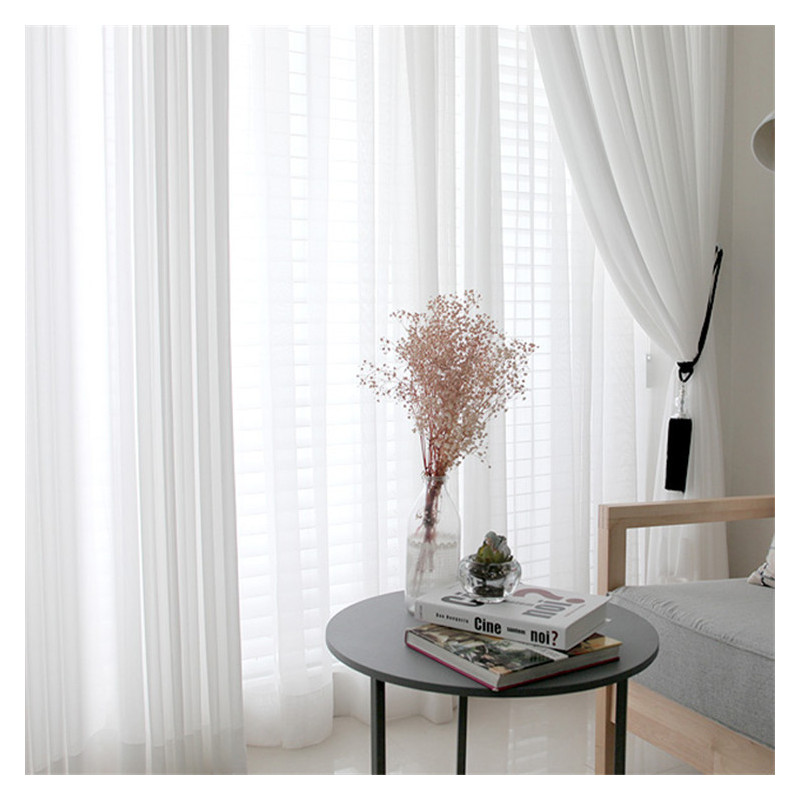 Tirai Tulle jendela putih krim - Linen Curtain Eyelet ulasan dan harga