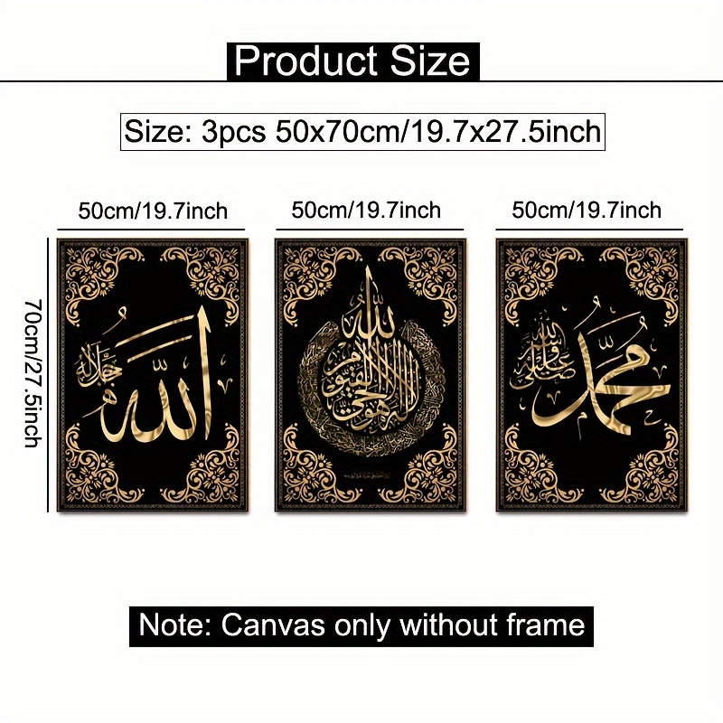 3pcs Set Seni Dinding Kaligraf - Abstract Canvas Set ulasan dan harga