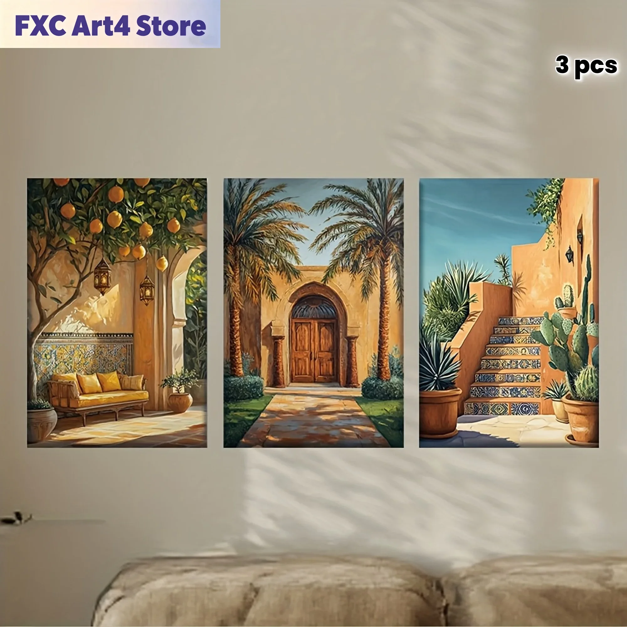 Tanpa Bingkai[JIT]3pcs/set, Lu - Abstract Canvas Set ulasan dan harga