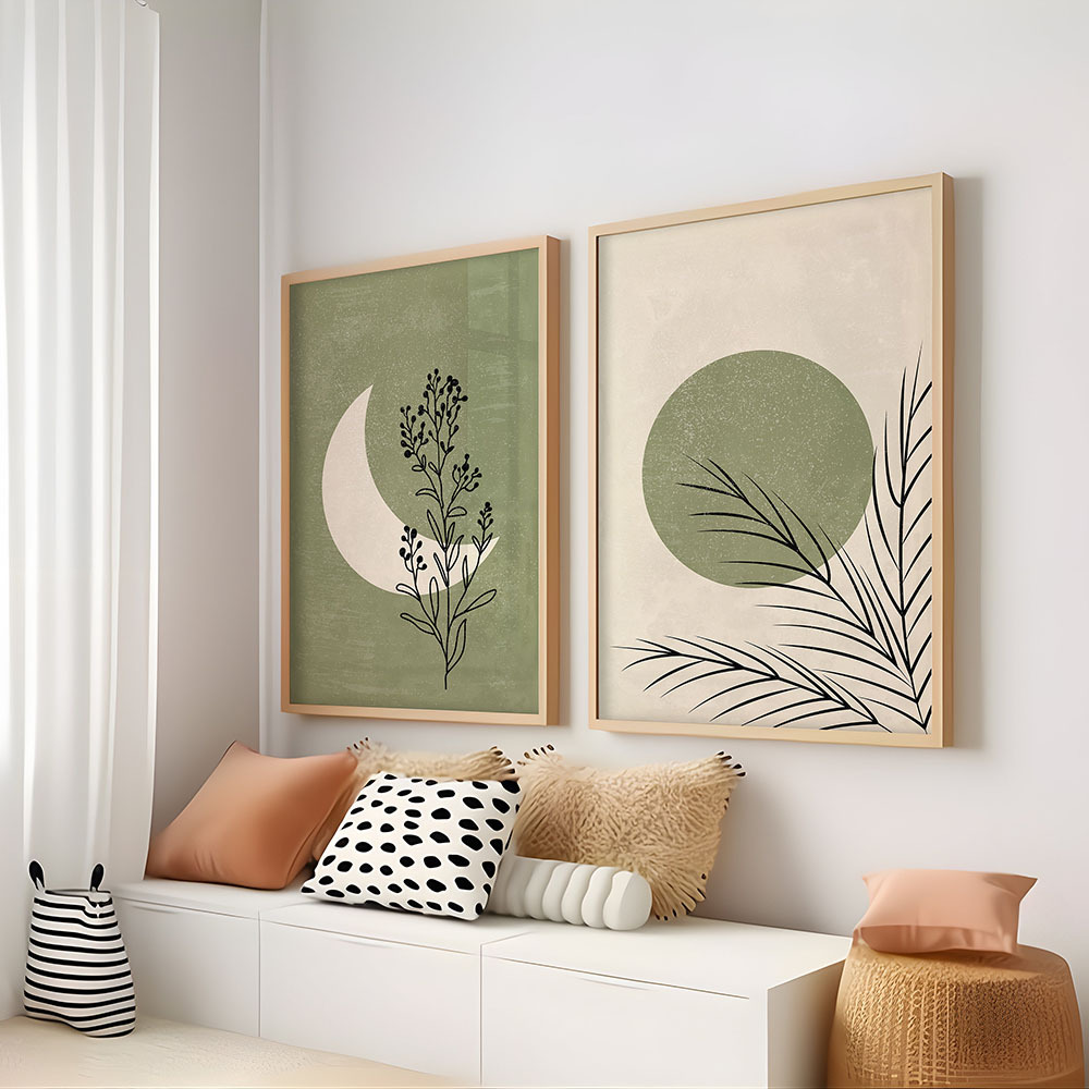 2 Buah/Set Poster Kanvas Bohem - Abstract Canvas Set ulasan dan harga
