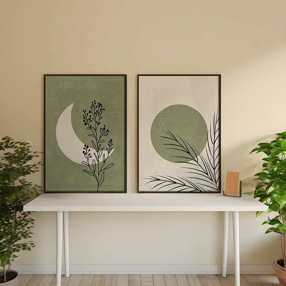 2 Buah/Set Poster Kanvas Bohem - Abstract Canvas Set ulasan dan harga