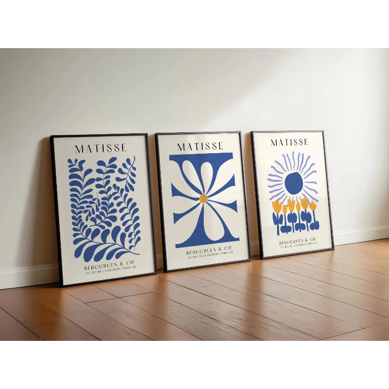 Set Cetakan Blue Matisse Isi 3 - Abstract Canvas Set ulasan dan harga