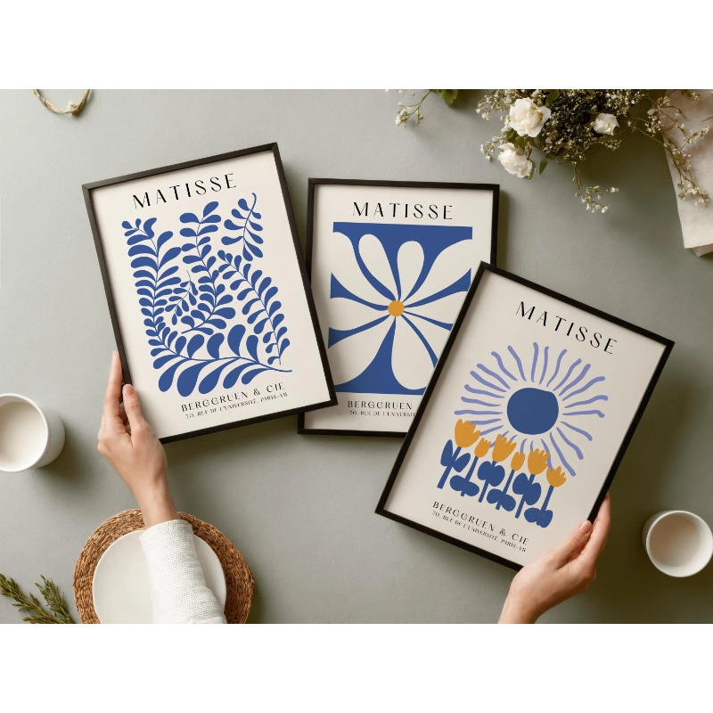Set Cetakan Blue Matisse Isi 3 - Abstract Canvas Set ulasan dan harga