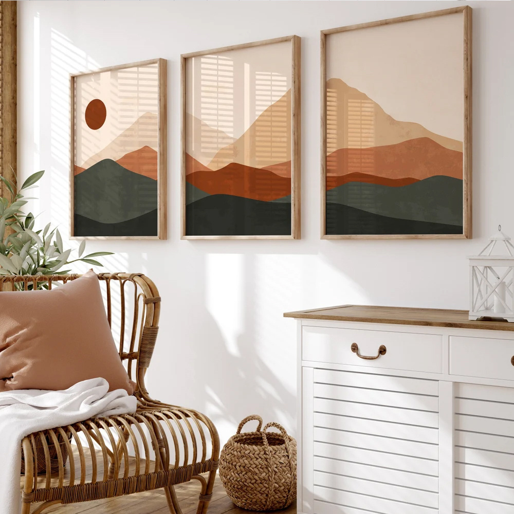 3 Buah/Set Poster Seni Dinding - Abstract Canvas Set ulasan dan harga