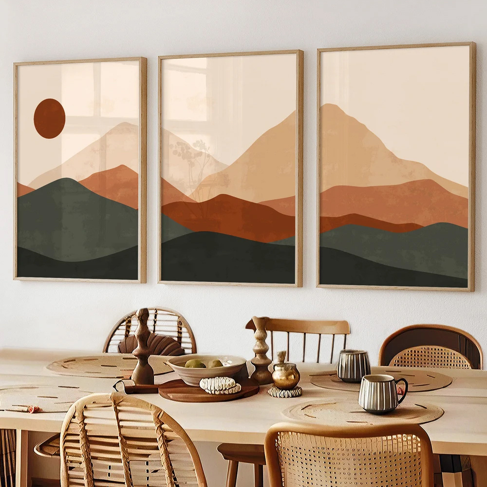 3 Buah/Set Poster Seni Dinding - Abstract Canvas Set ulasan dan harga