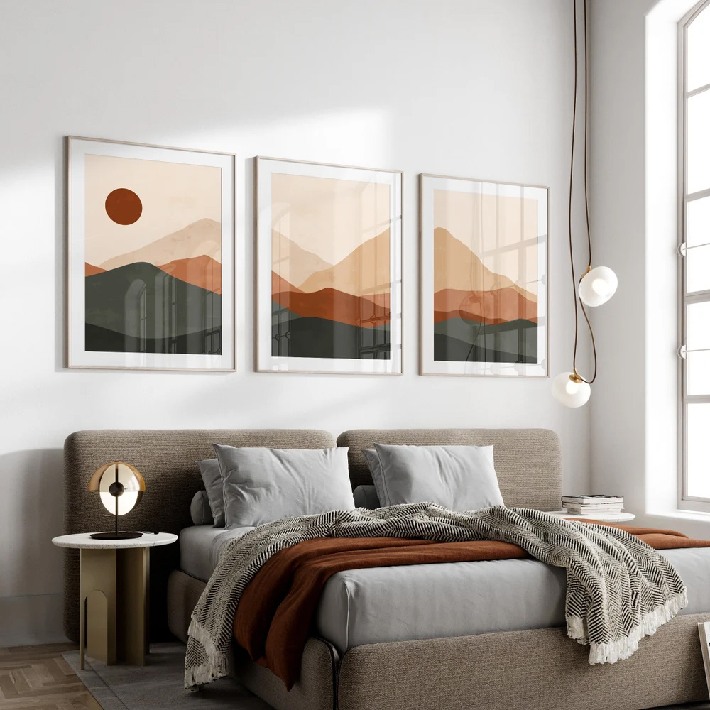 3 Buah/Set Poster Seni Dinding - Abstract Canvas Set ulasan dan harga