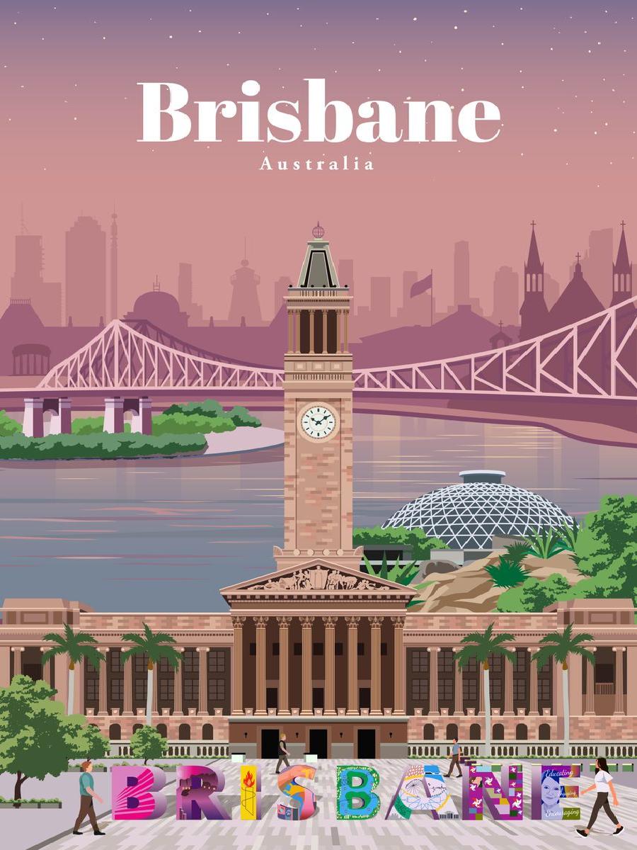 Poster perjalanan Brisbane kon - Interior Design Landscape ulasan dan harga