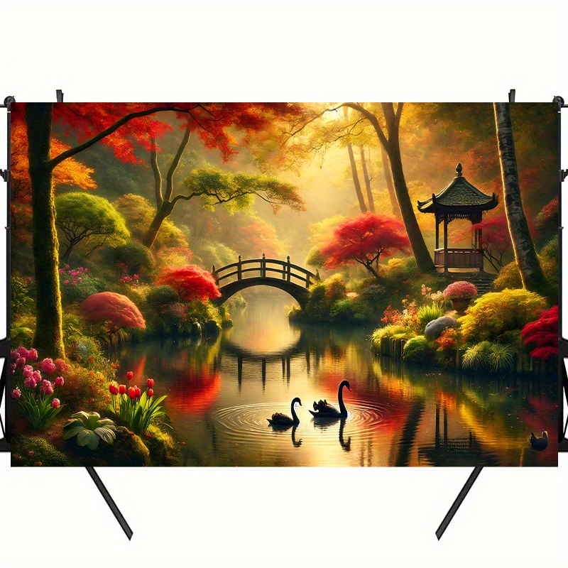 Tapestry Dinding Autumn Garden - Interior Design Landscape ulasan dan harga