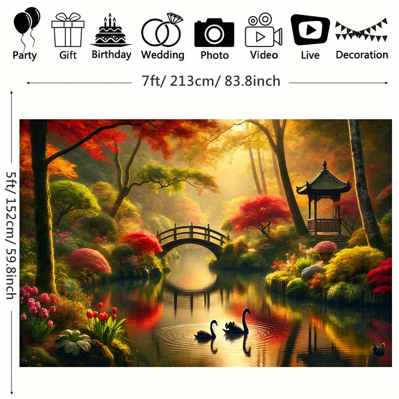 Tapestry Dinding Autumn Garden - Interior Design Landscape ulasan dan harga