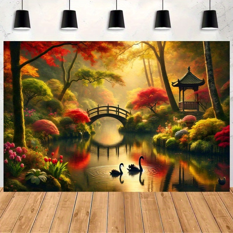 Tapestry Dinding Autumn Garden - Interior Design Landscape ulasan dan harga
