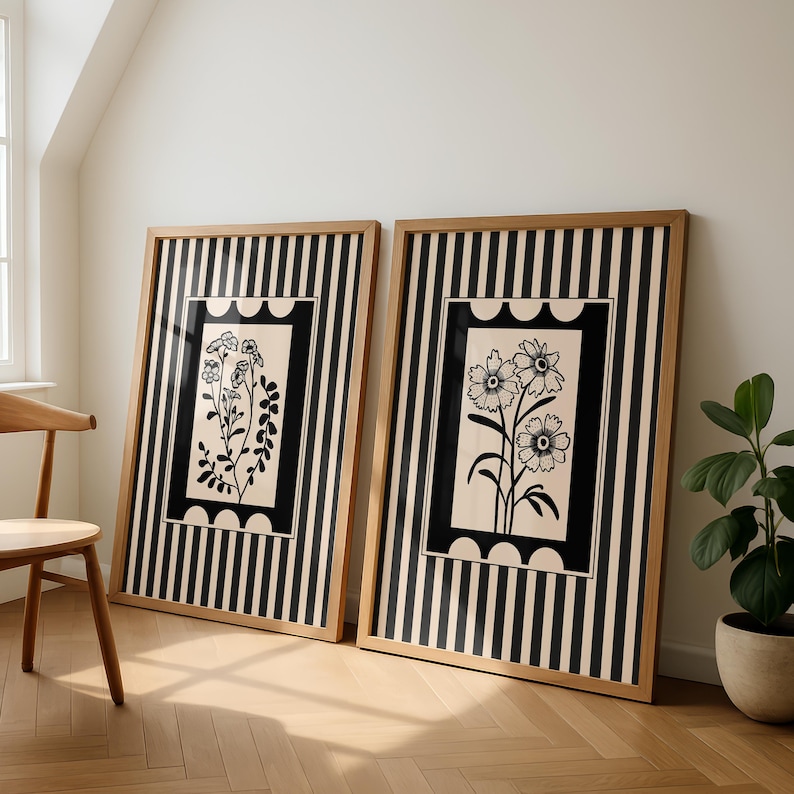 2pcs/set Seni Tanaman Gaya Boh - Abstract Canvas Set ulasan dan harga