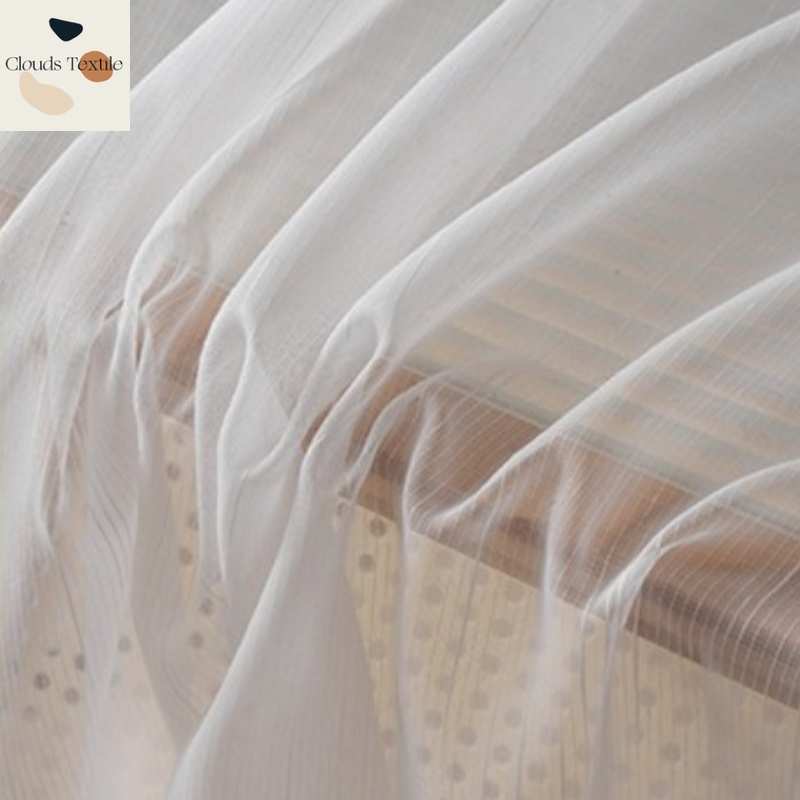 Tirai Tipis Tulle Putih Garis  - Linen Curtain Eyelet ulasan dan harga
